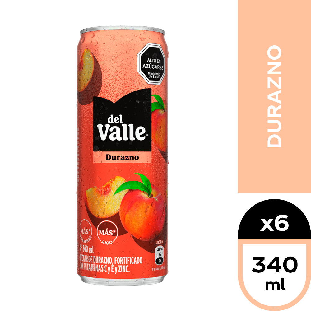 Néctar del Valle Durazno 6 x 340 ml.